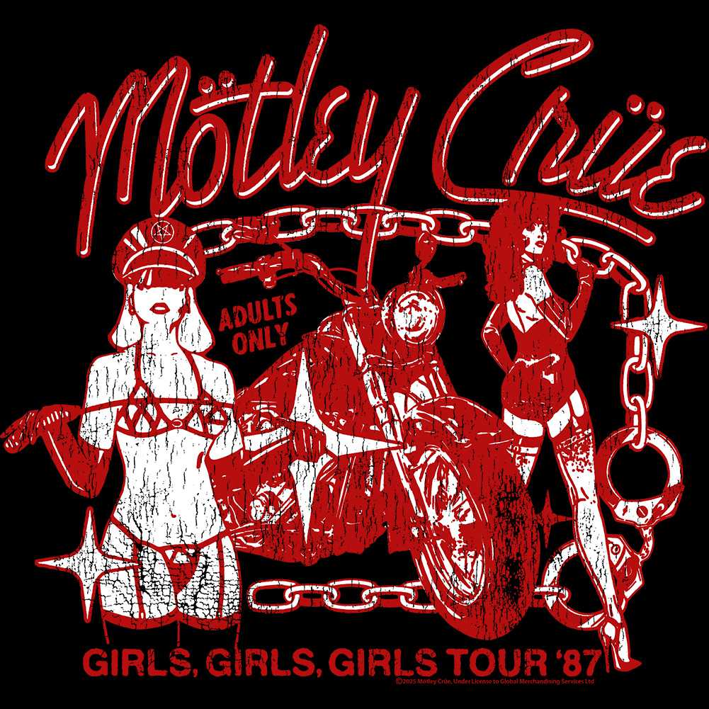 Motley Crue Girls Girls Girls 87 Graphic T-Shirt - Classic Rock Music Clothing - Vintage Concert Lover Gift Idea