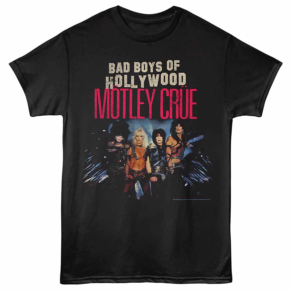 Motley Crue Bad Boys Of Hollywood Graphic T-Shirt - Classic Rock Music Clothing - Vintage Concert Lover Gift Idea