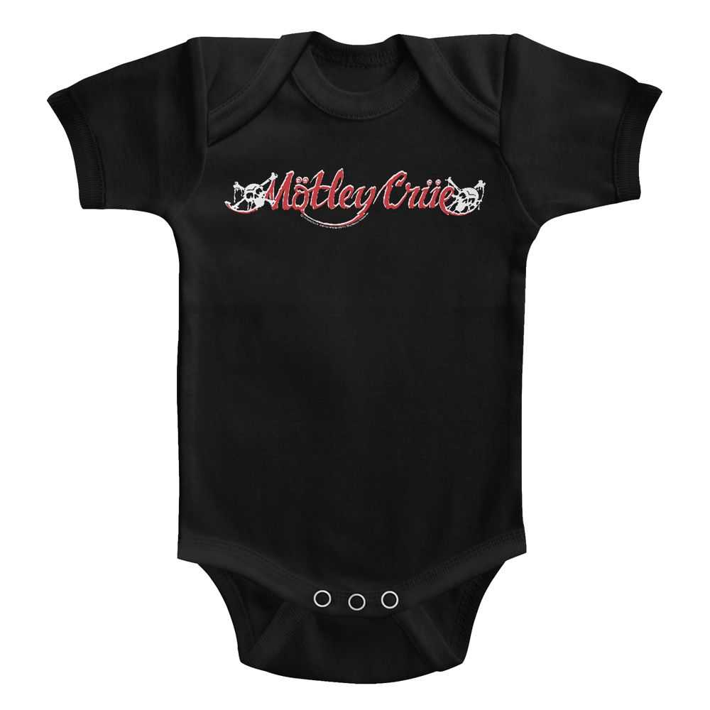 Motley Crue RD And Wht Logo Youth Graphic Bodysuit - Classic Rock Music Clothing - Vintage Kids Concert Lover Gift Idea