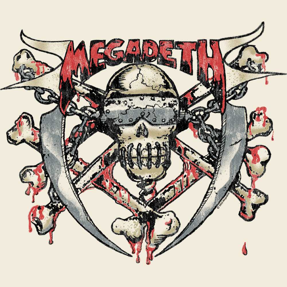 Megadeth Skull Bones Blades Graphic T-Shirt - Classic Rock Music Clothing - Vintage Concert Lover Gift Idea