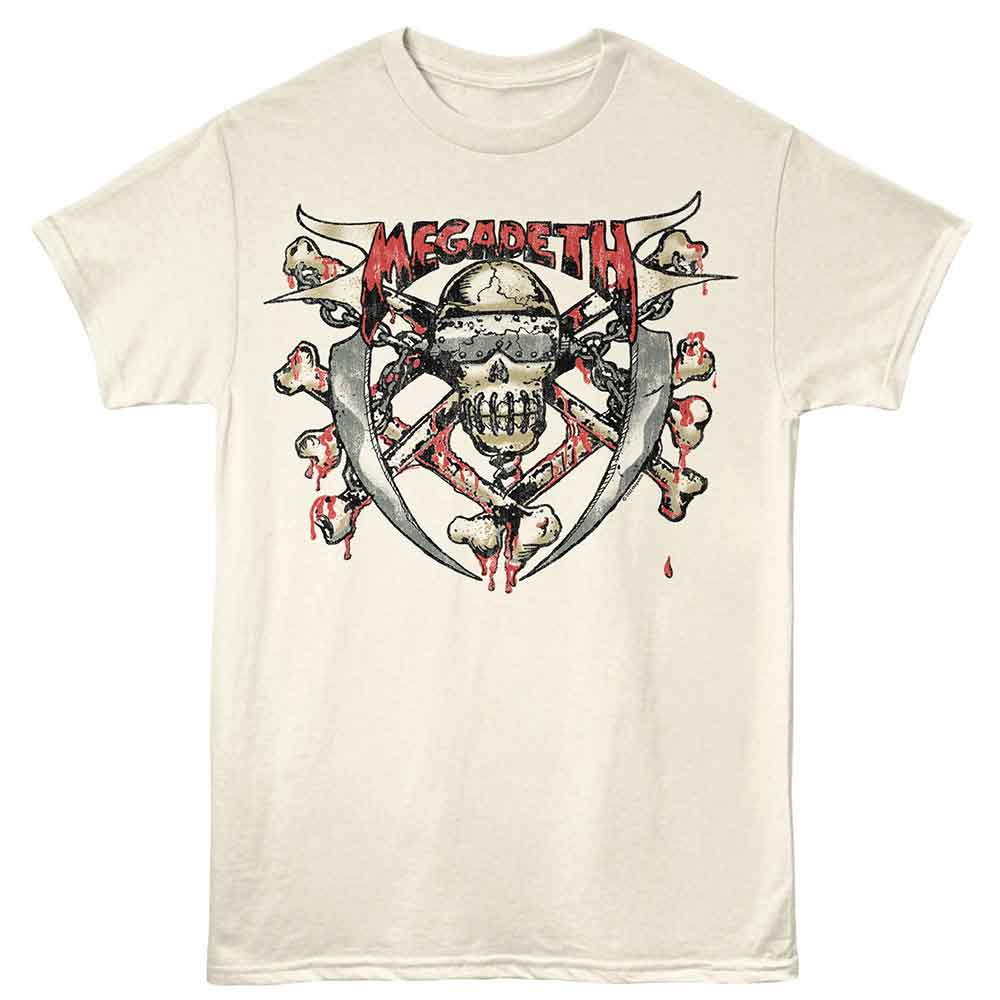 Megadeth Skull Bones Blades Graphic T-Shirt - Classic Rock Music Clothing - Vintage Concert Lover Gift Idea