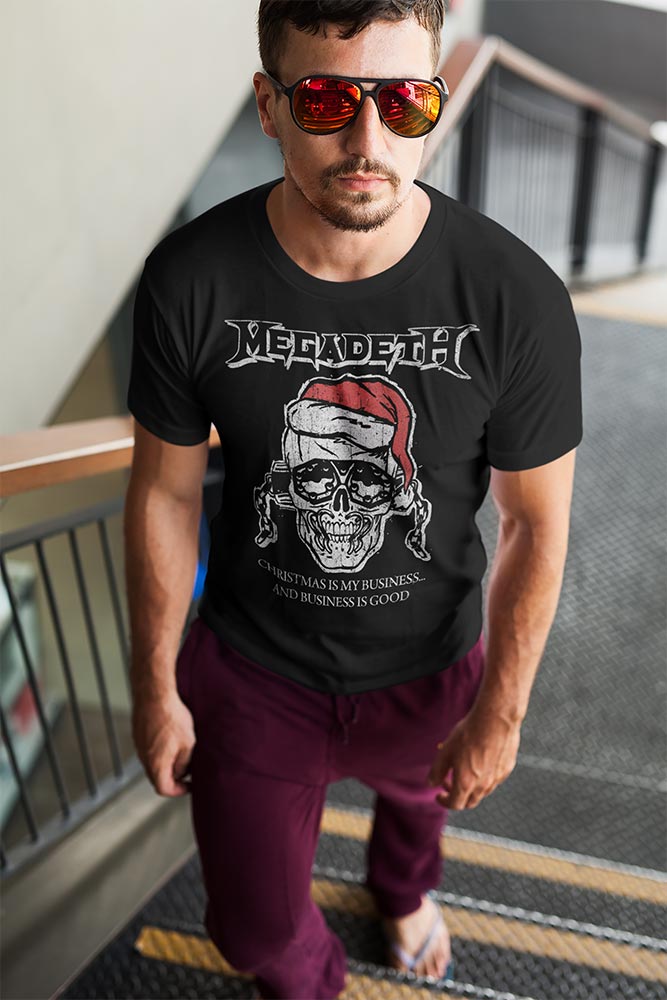 Megadeth Christmas Is My Business Graphic T-Shirt - Classic Rock Music Clothing - Vintage Concert Lover Gift Idea