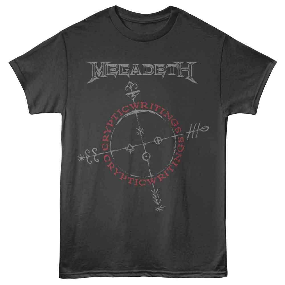 Megadeth Cryptic Writings Graphic T-Shirt - Classic Rock Music Clothing - Vintage Concert Lover Gift Idea