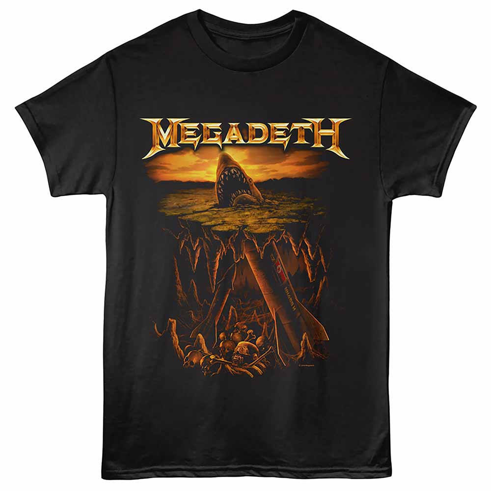 Megadeth Shark Nukes Graphic T-Shirt - Classic Rock Music Clothing - Vintage Concert Lover Gift Idea