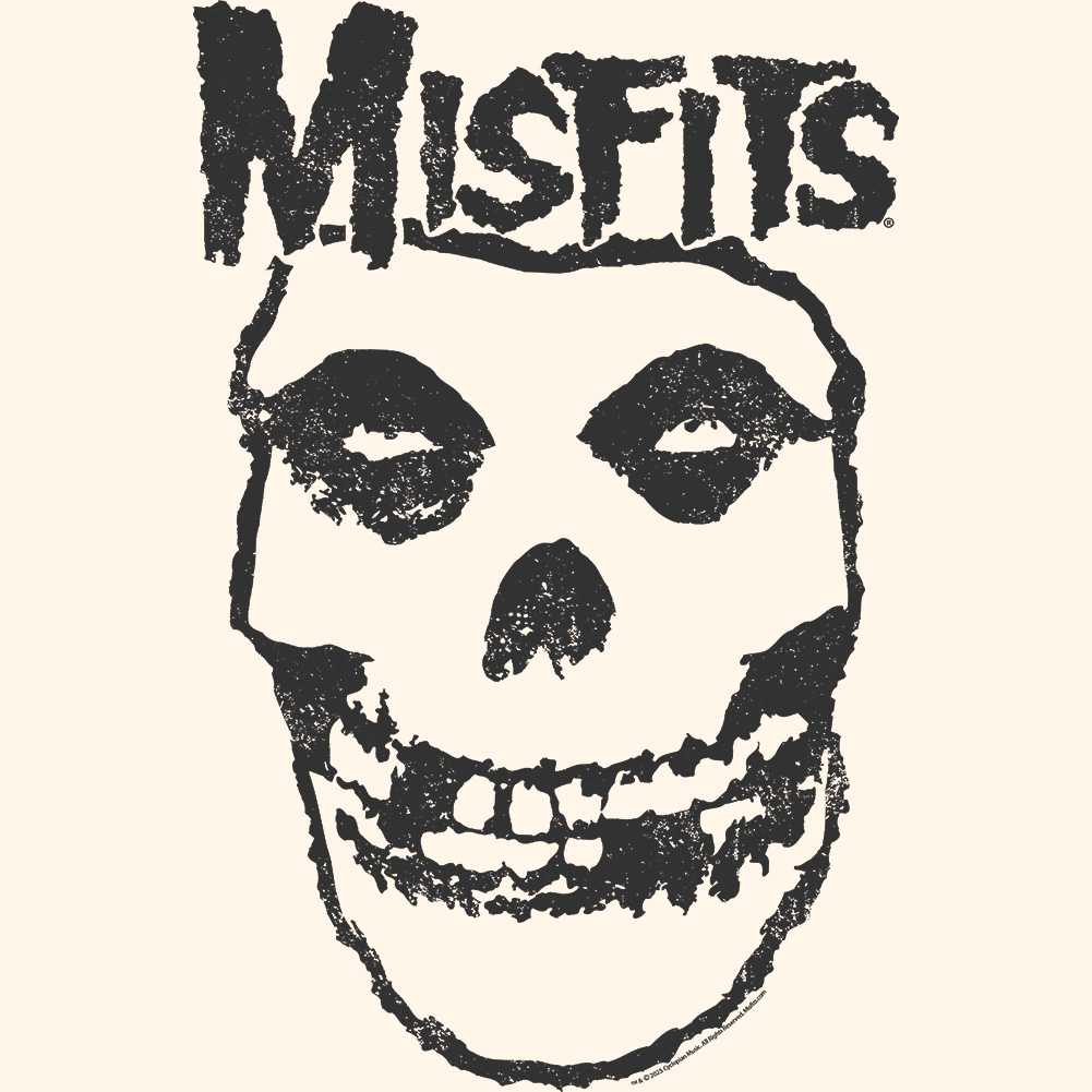 Misfits SKULL INVERTED Adult Natural T-Shirt – Horror Punk Skull Graphic Tee, Licensed Band Merch