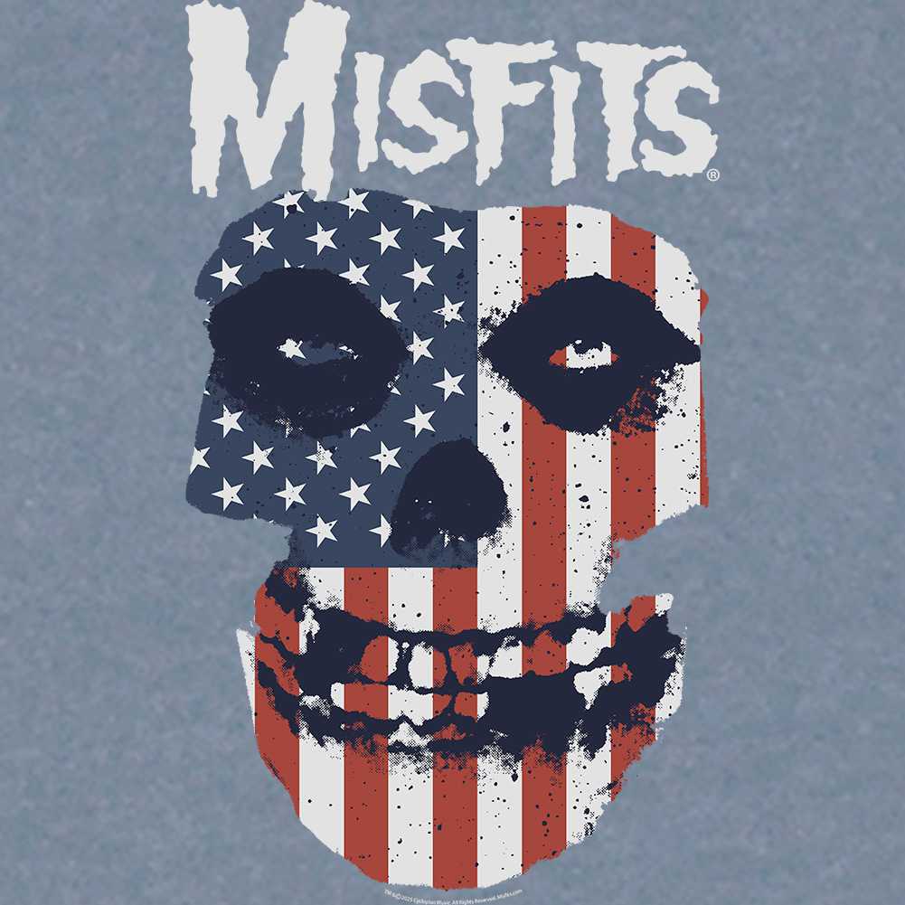 Misfits FLAG FACE Indigo Heather Adult T-Shirt – Licensed Punk Band Graphic Shirt for Music Fans