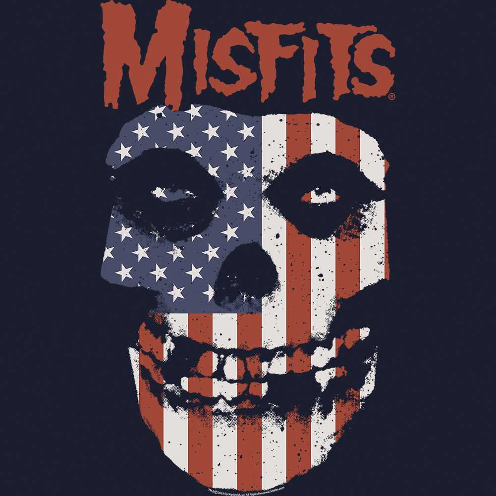 Misfits FLAG Navy Adult T-Shirt – Official Punk Rock Band Graphic Shirt for Concert Fans