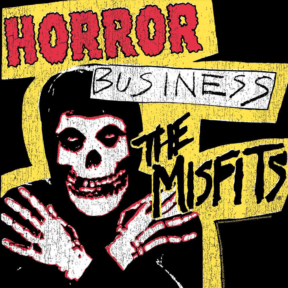 Misfits HORROR BUSINESS Black Adult T-Shirt – Horror Punk Graphic Tee for Band Music Fans
