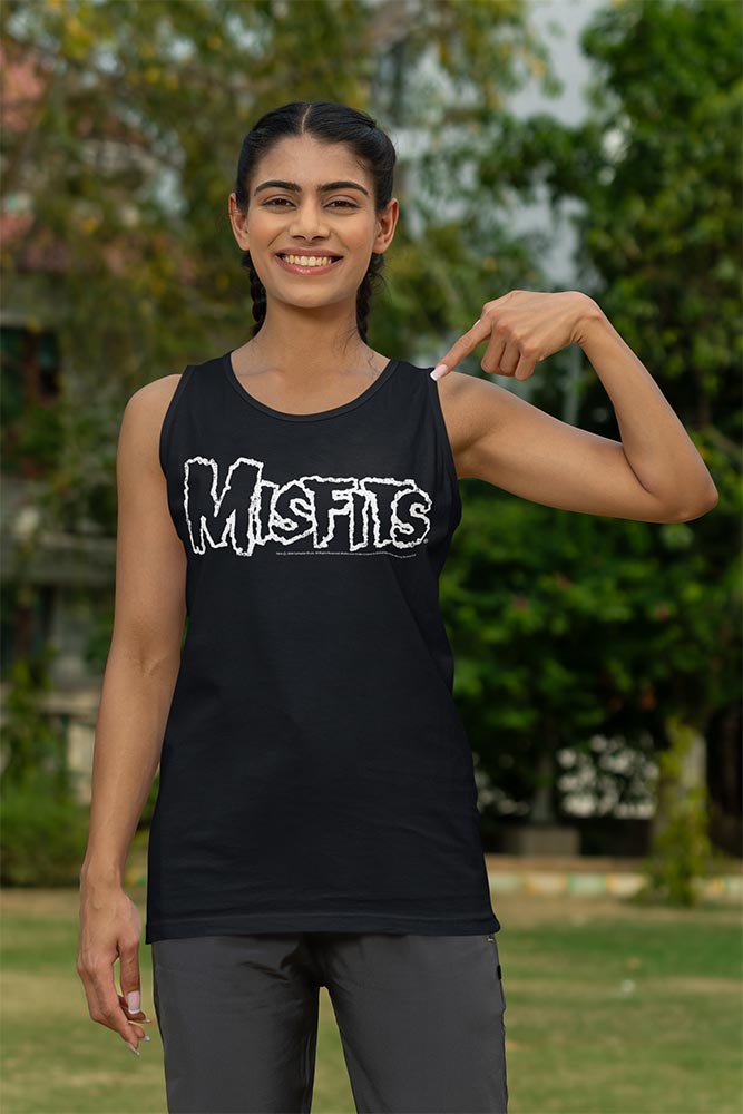 Misfits LOGO Black Adult Muscle Ladies Tank Top – Official Punk Rock Band Merch for Concert & Music Fans