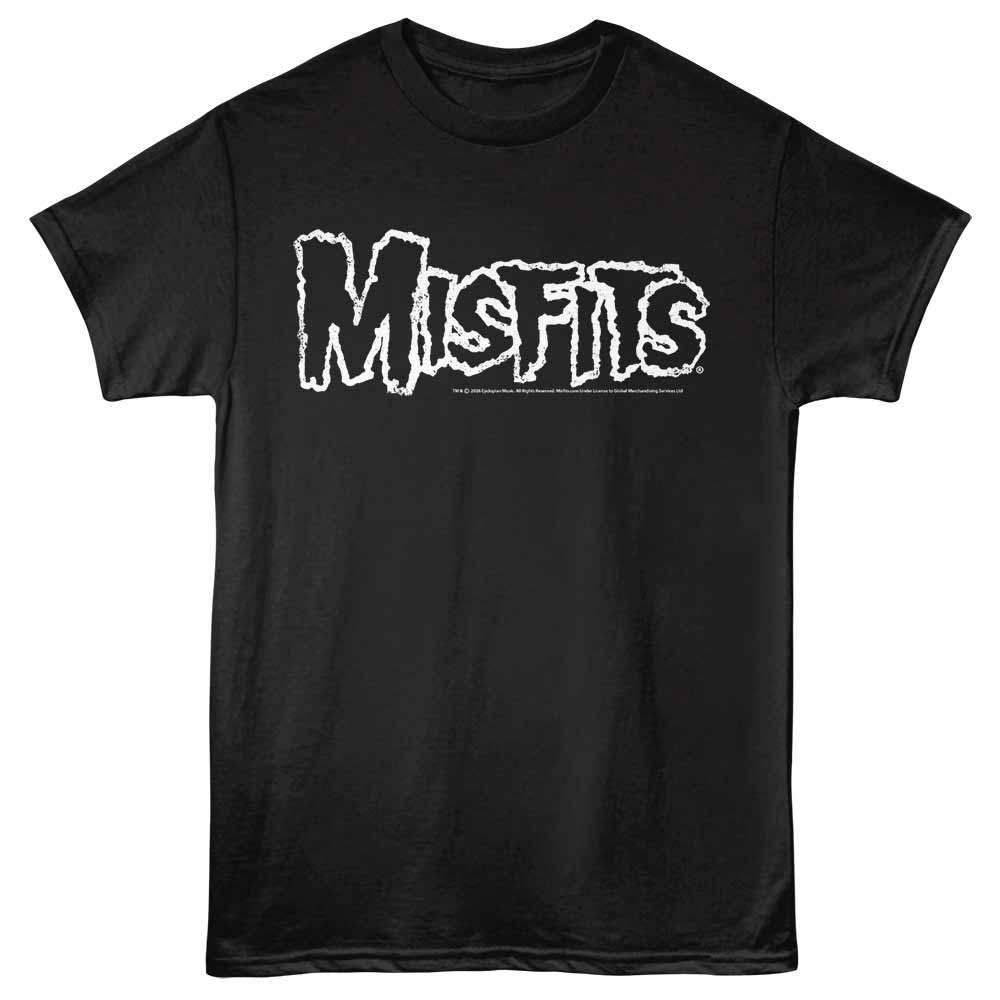 Misfits LOGO Adult Black T-Shirt – Classic Punk Rock Band Short Sleeve Graphic Shirt