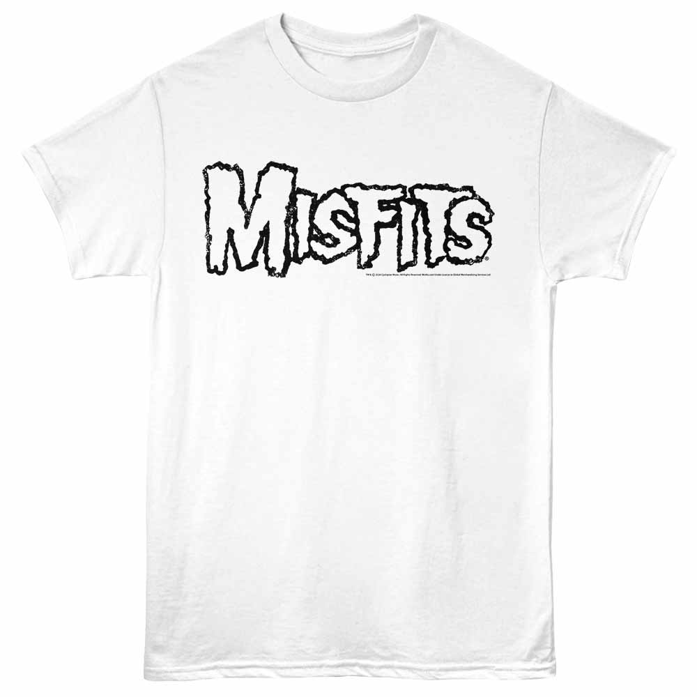 Misfits LOGO OUTLINE White Adult T-Shirt – Classic Punk Rock Logo Tee for Band Music Fans