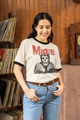 Misfits CROSSED ARMS Adult T-Shirt – Vintage White Black Punk Rock Band Graphic Tee