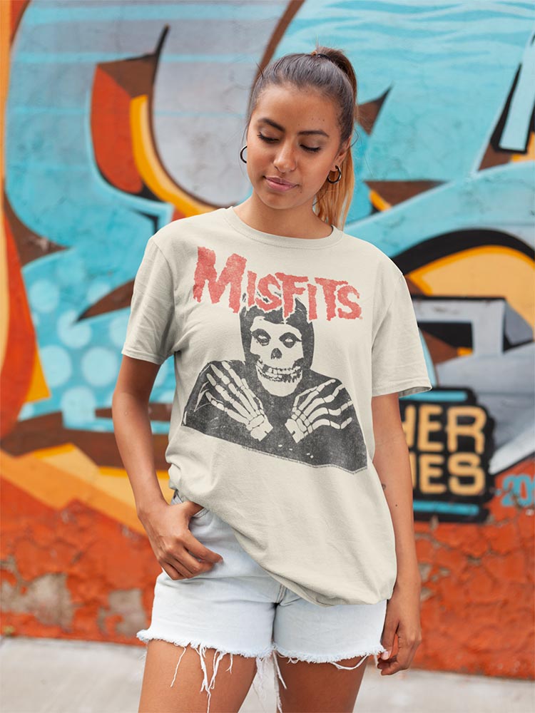 Misfits CROSSED ARMS Natural Adult T-Shirt – Official Punk Rock Graphic Band Tee for Everyday Wear