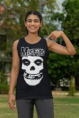 Misfits LOGO OUTLINE SKULL Adult Muscle Ladies Tank Top– Punk Rock Skull Band Merchandise