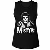 Misfits LOGO OUTLINE SKULL Adult Muscle Ladies Tank Top– Licensed Punk Band Skull Graphic Tee