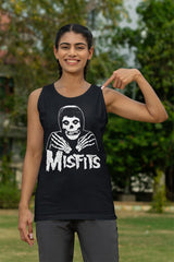 Misfits LOGO OUTLINE SKULL Adult Muscle Ladies Tank Top– Licensed Punk Band Skull Graphic Tee
