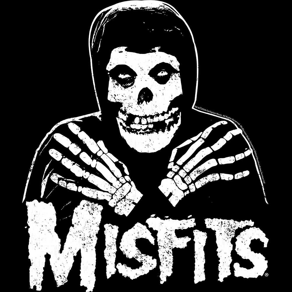 Misfits SKULL CROSSED ARMS Adult Black T-Shirt – Licensed Horror Punk Skull Graphic Band Tee
