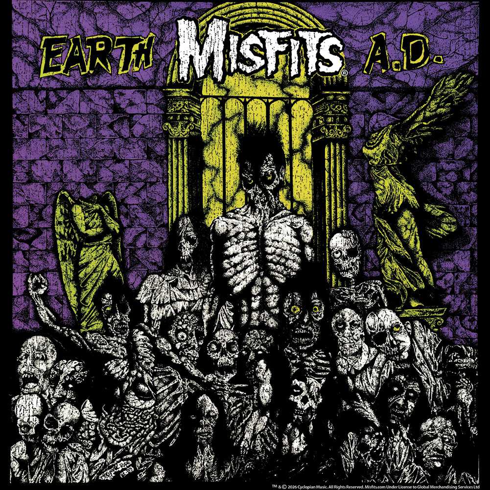 Misfits EARTH AD Black Adult T-Shirt – Classic Horror Punk Music Tee, Official Band Merchandise
