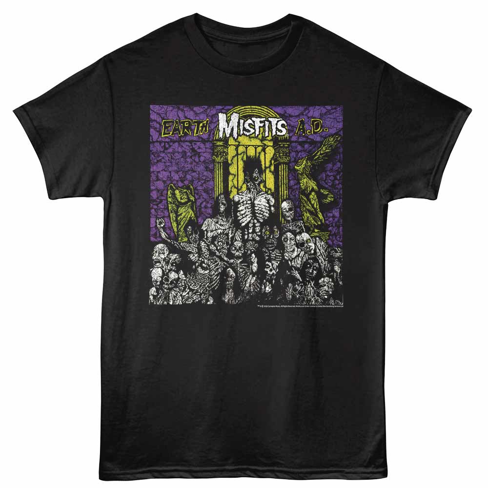 Misfits EARTH AD Black Adult T-Shirt – Classic Horror Punk Music Tee, Official Band Merchandise