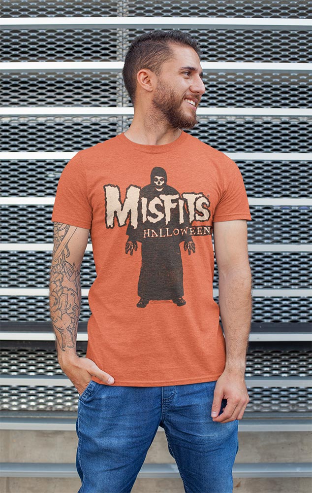 Misfits HALLOWEEN Adult T-Shirt – Bright Orange Heather Horror Punk Rock Band Tee