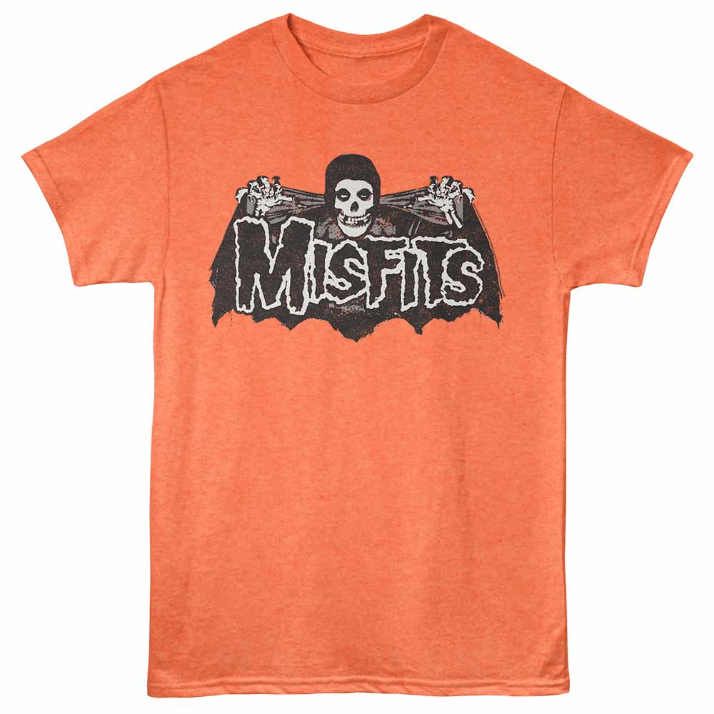 Misfits BAT LOGO Bright Orange Heather Adult T-Shirt – Horror Punk Graphic Music Tee