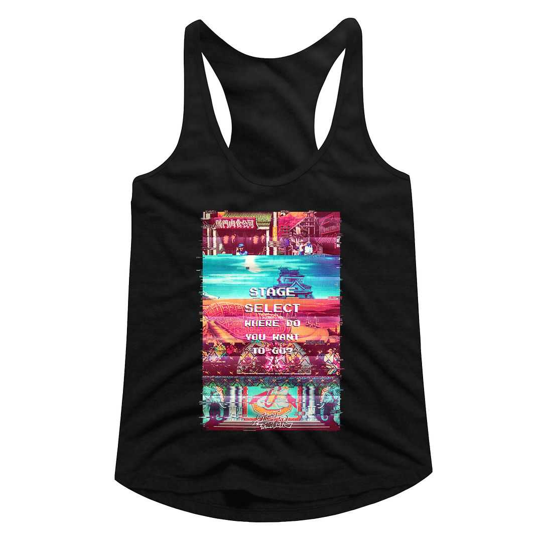 Street Fighter Stage Select Graphic Tank Top Arcade Gaming Retro Apparel Classic Video Game Fan