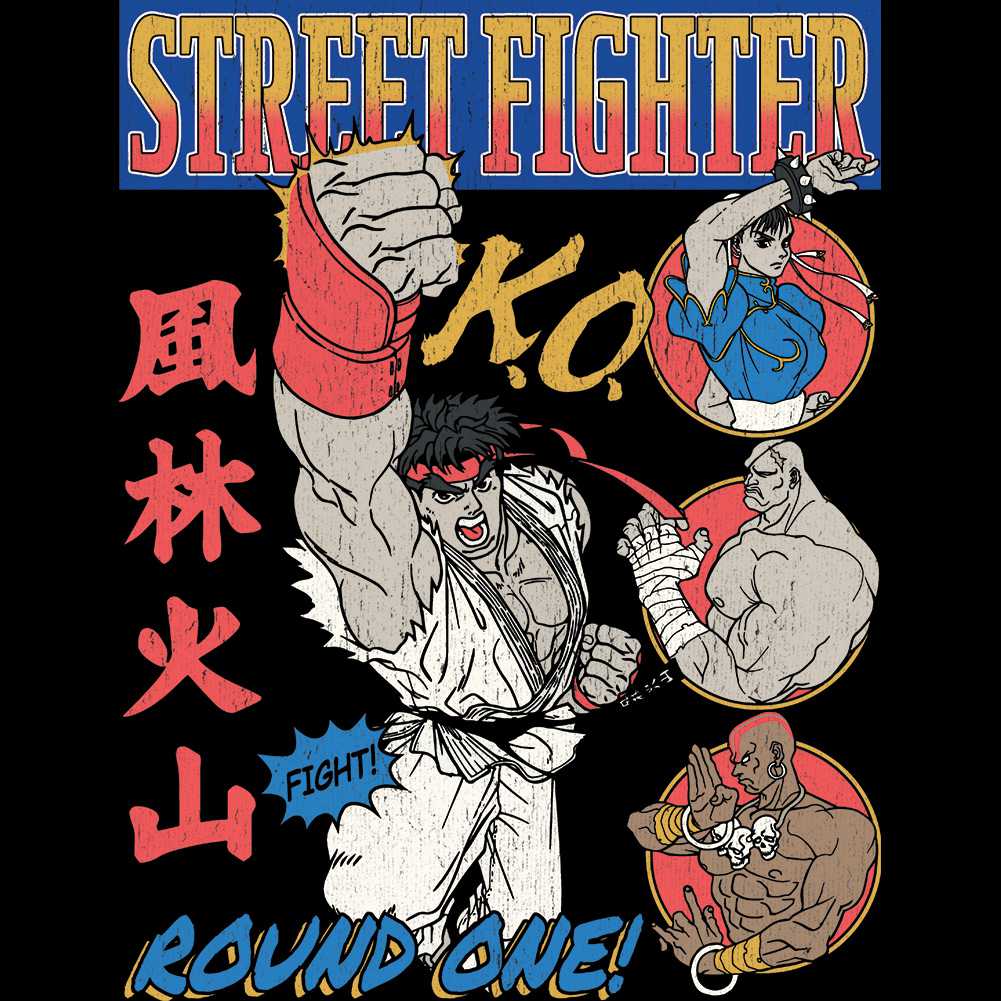 Street Fighter Round One Comic Graphic Tank Top Arcade Gaming Retro Apparel Classic Video Game Fan