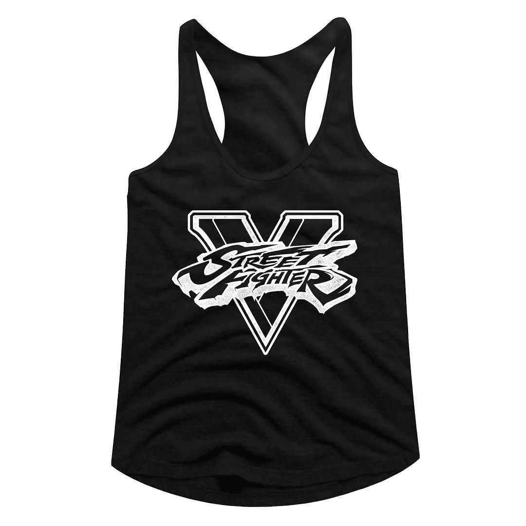 Street Fighter SFV BW Graphic Ladies Tank Top Arcade Gaming Retro Apparel Classic Video Game Fan