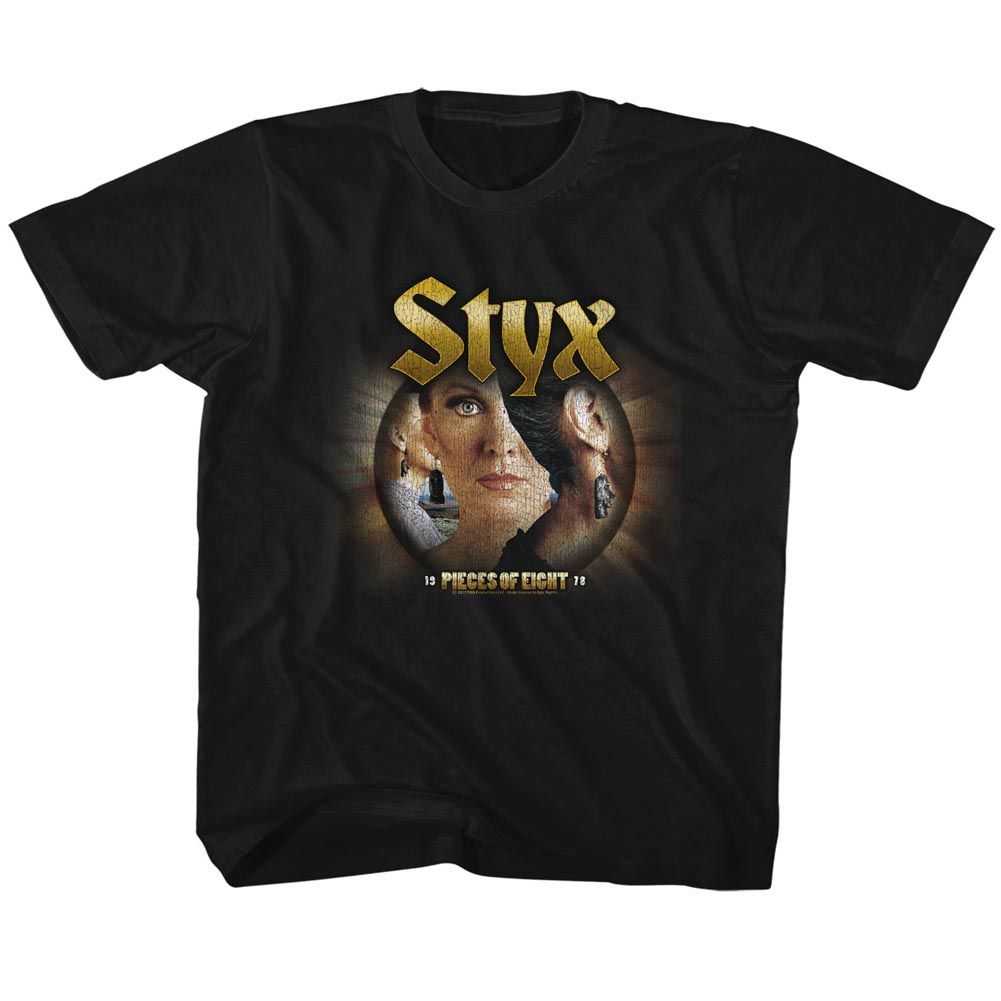 Styx Pieces Of Eight Youth Graphic T-Shirt - Classic Rock Music Clothing - Vintage Concert Lover Gift Idea