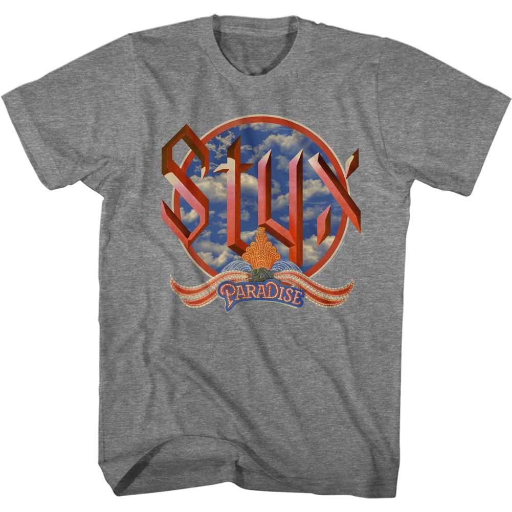 Styx Paradise Clouds Graphic Tee - Retro 80s Classic Rock Concert Apparel - Unisex Adult Music Fan Gift