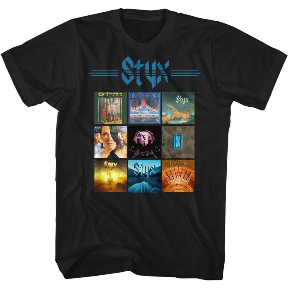 Styx Many Albums Graphic Tee - Retro 80s Classic Rock Concert Apparel - Unisex Adult Music Fan Gift
