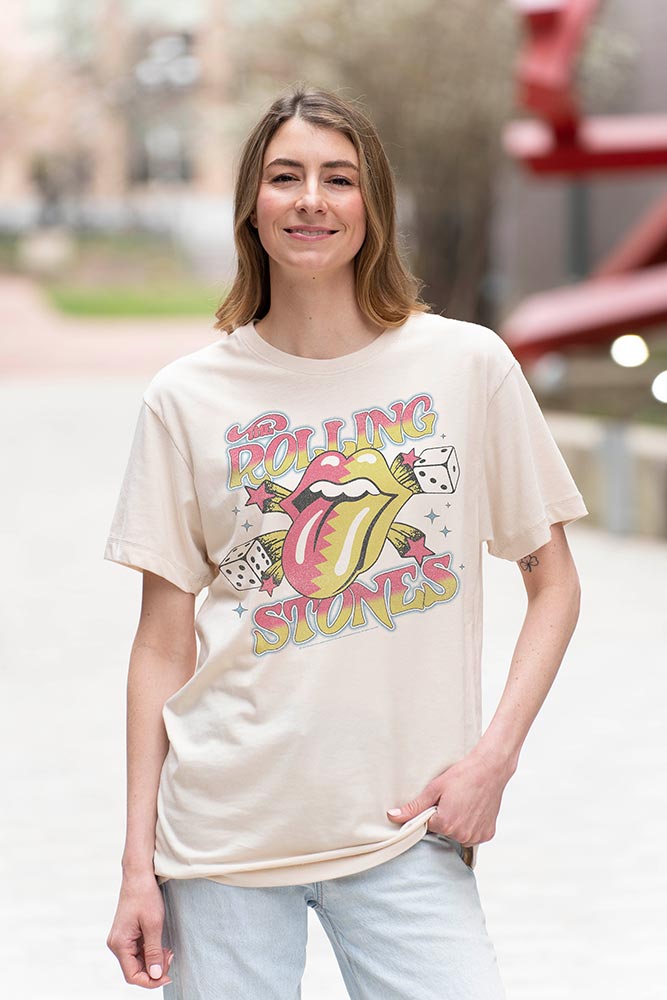 The Rolling Stones Tumbling Dice & Stars Vintage Band Tee - Unisex Retro Graphic Shirt