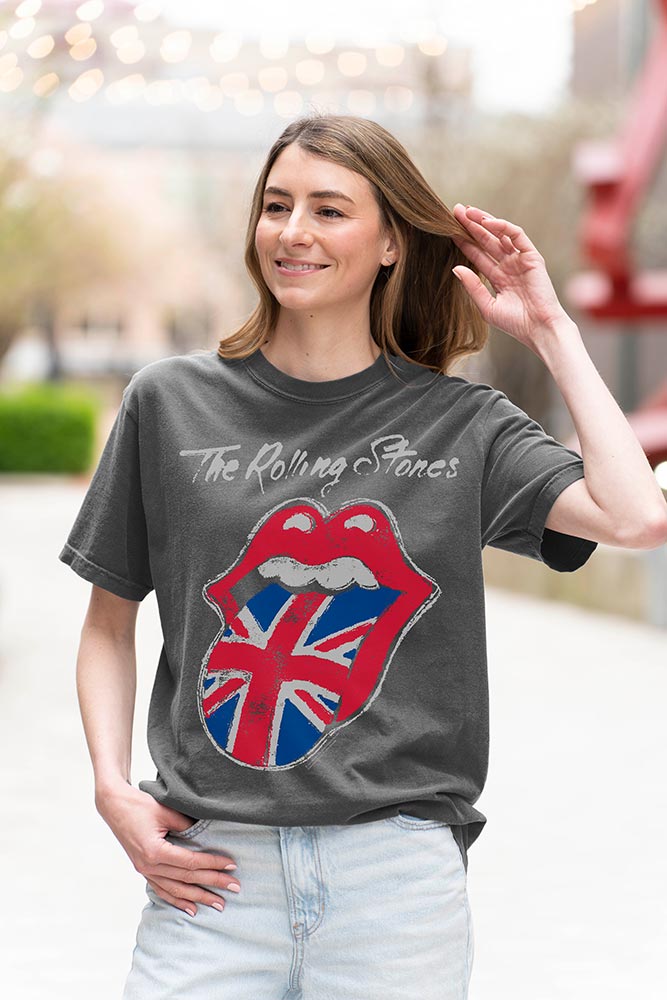 The Rolling Stones Union Jack Painted Tongue Graphic T-Shirt - Official Band Tee