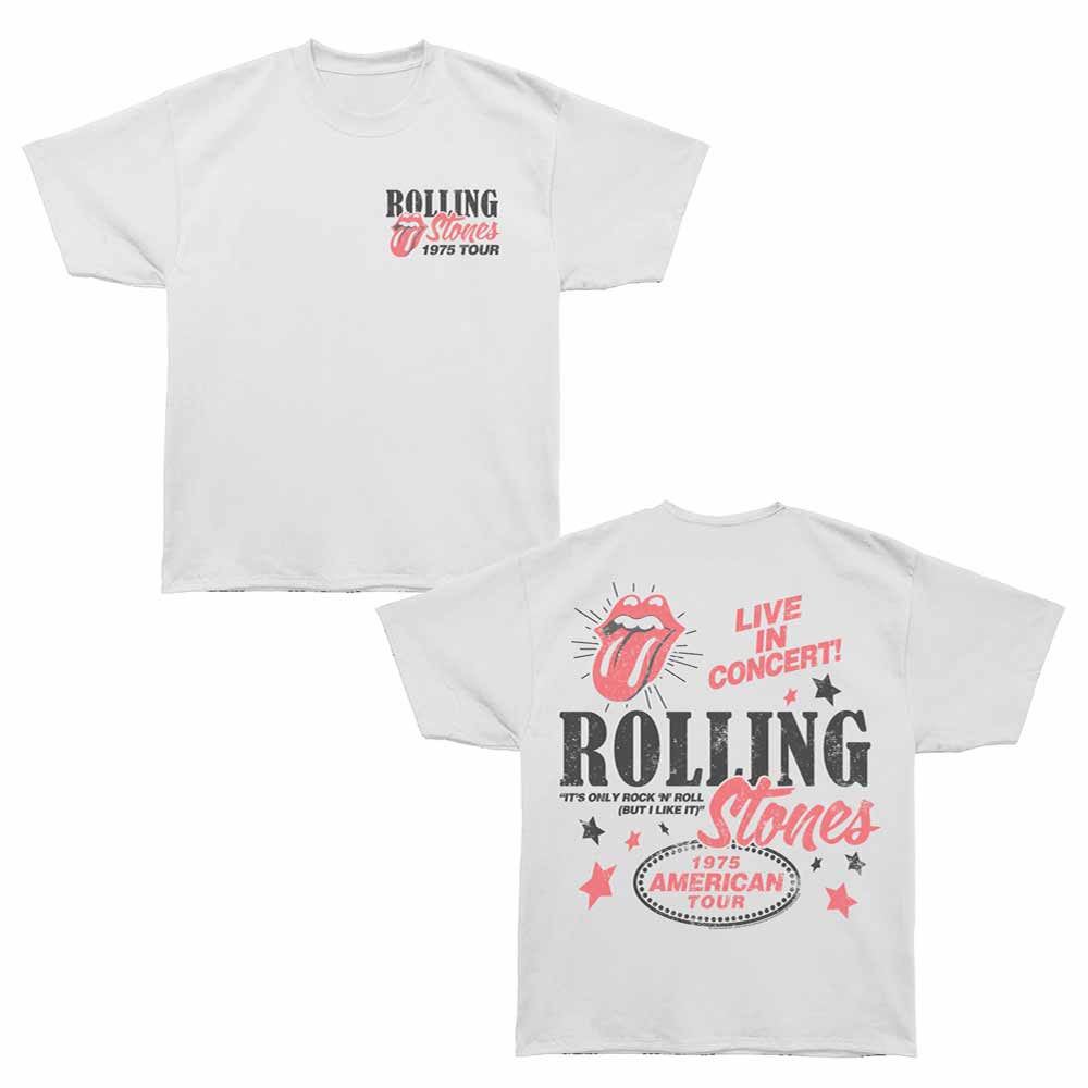 Rolling Stones 1975 American Tour Two-Sided Graphic T-Shirt - Vintage Rock Band Tee - Unisex Adult Concert Fan Gift