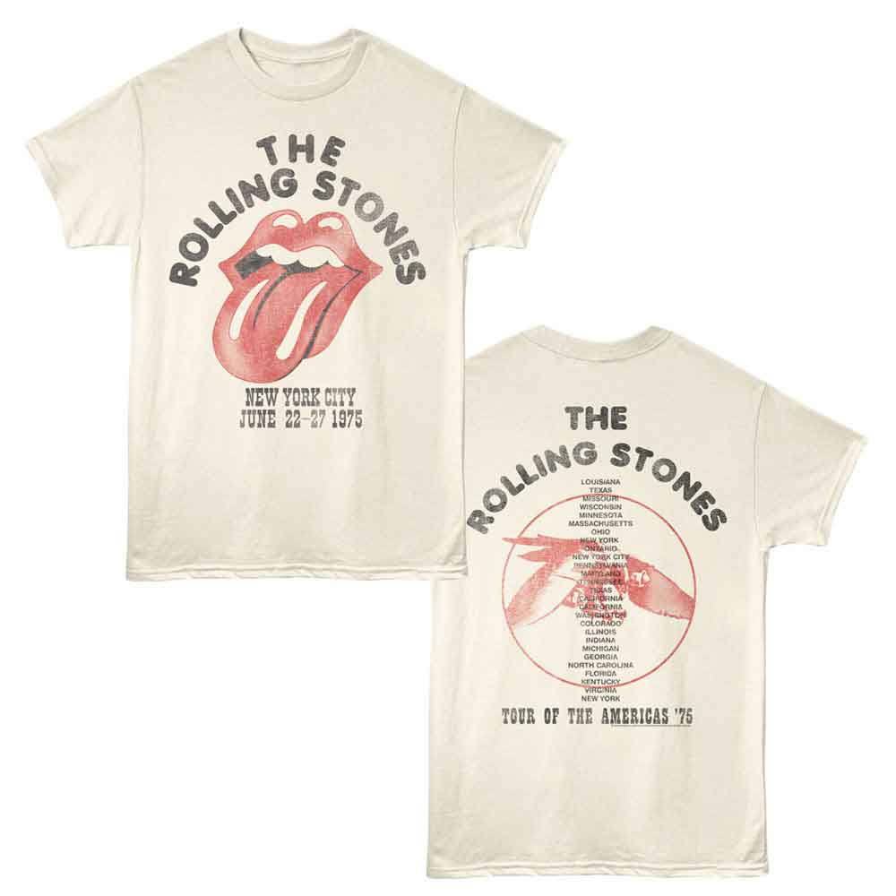 The Rolling Stones NYC 1975 Tour Graphic T-Shirt - Official Two-Sided Band Tee