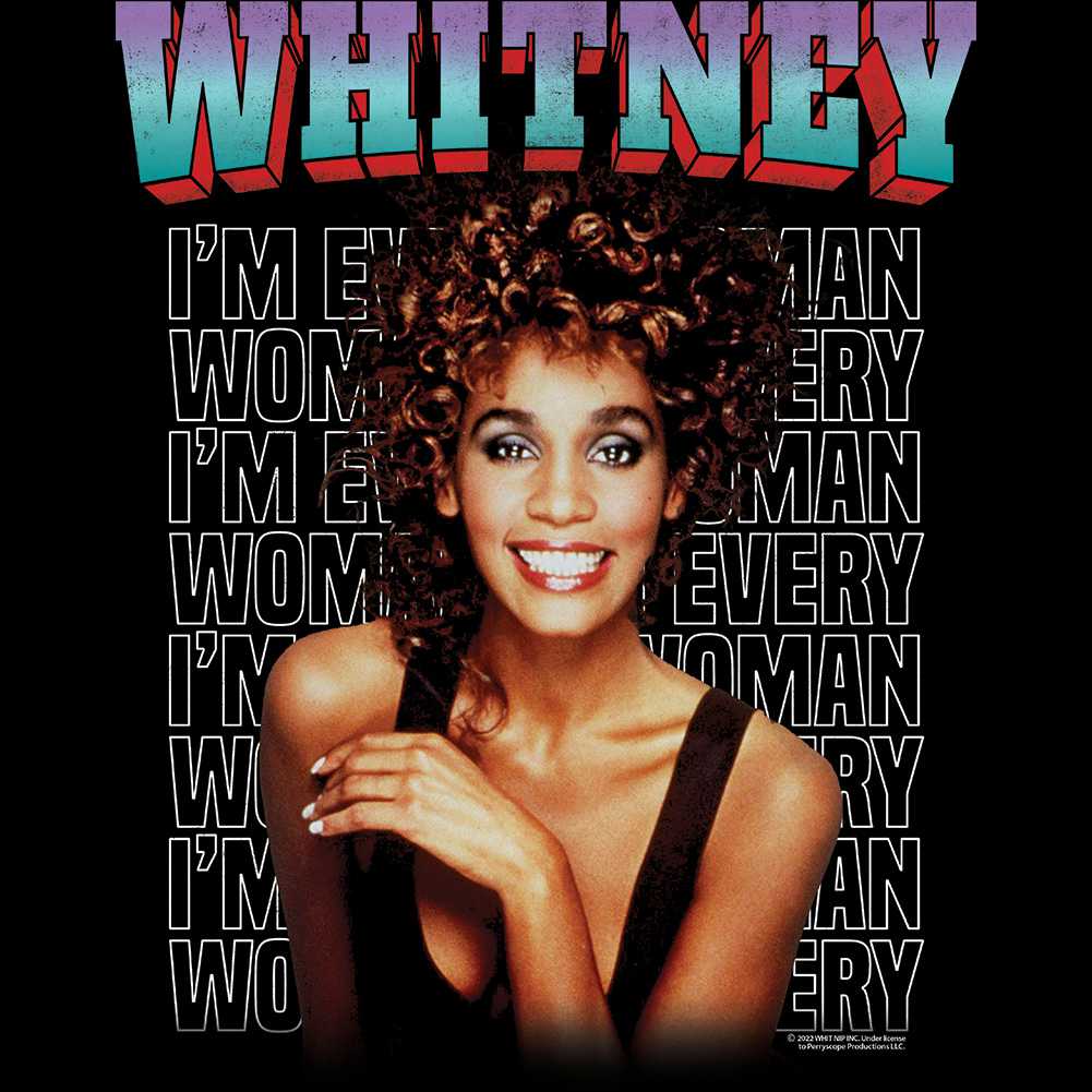 Whitney Houston Whitney Every Woman Stacked Adult Racerback Tank - Timeless Band Clothing - Classic Rock Collectible Idea