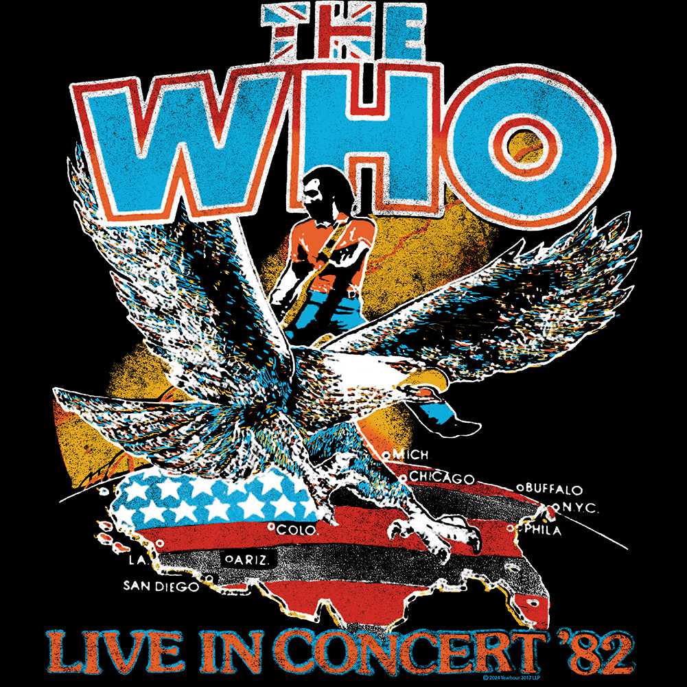 The Who Live In 82 Graphic T-Shirt - Classic Rock Music Clothing - Vintage Concert Lover Gift Idea