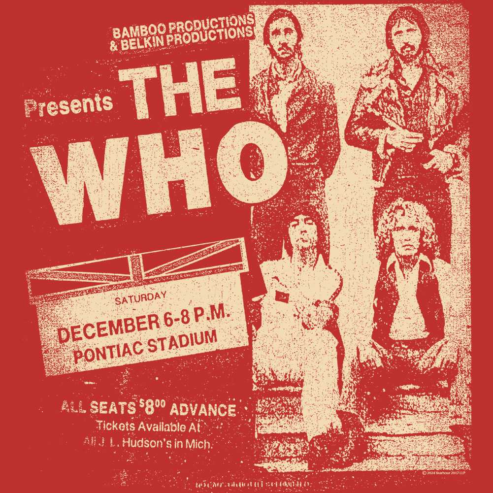 The Who Pontiac Stadium Graphic T-Shirt - Classic Rock Music Clothing - Vintage Concert Lover Gift Idea