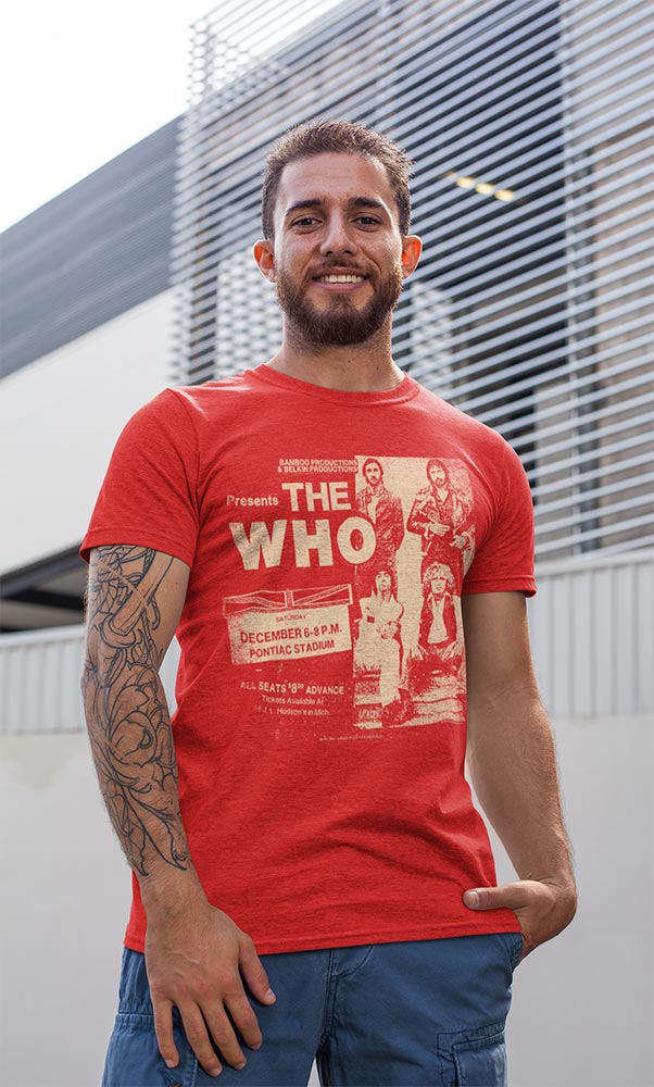 The Who Pontiac Stadium Graphic T-Shirt - Classic Rock Music Clothing - Vintage Concert Lover Gift Idea