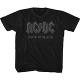 AC/DC Back In Black Youth Graphic T-Shirt - Retro Rock Music Clothing - Young Concert Lover Gift Idea