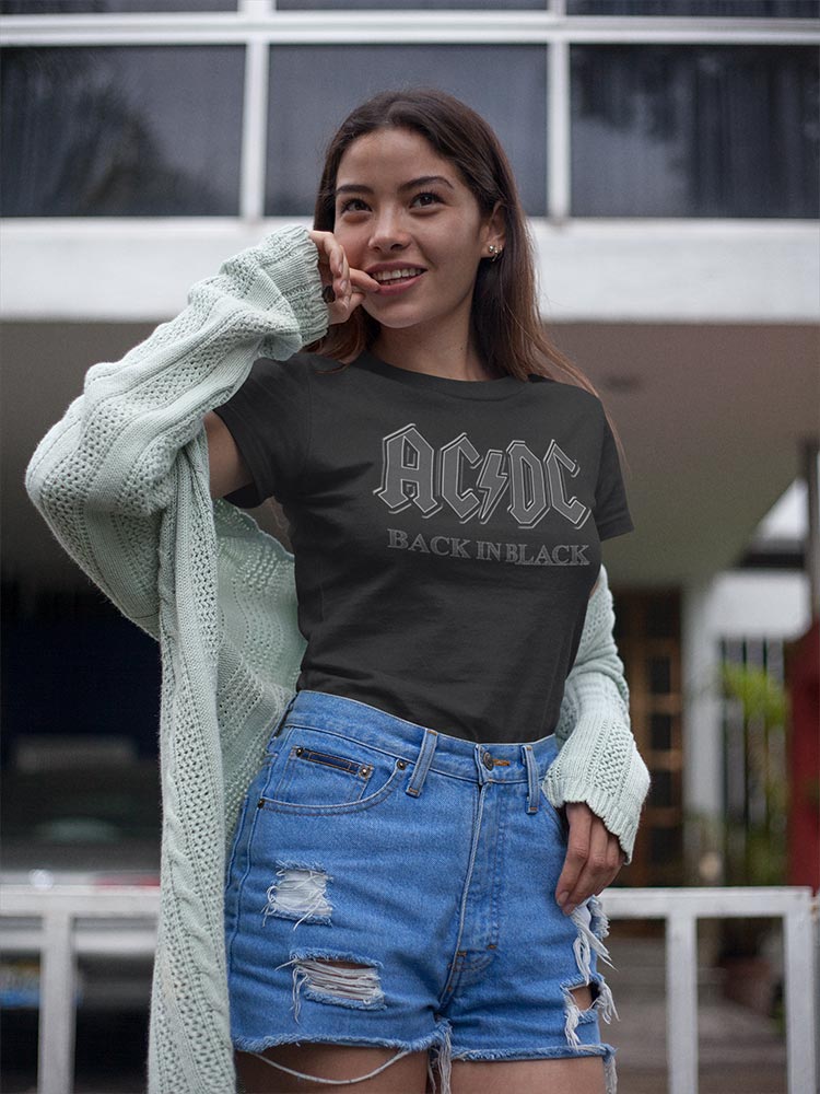 AC/DC Back In Black Adult Graphic T-Shirt - Retro Rock Music Clothing - Concert Lover Gift Idea