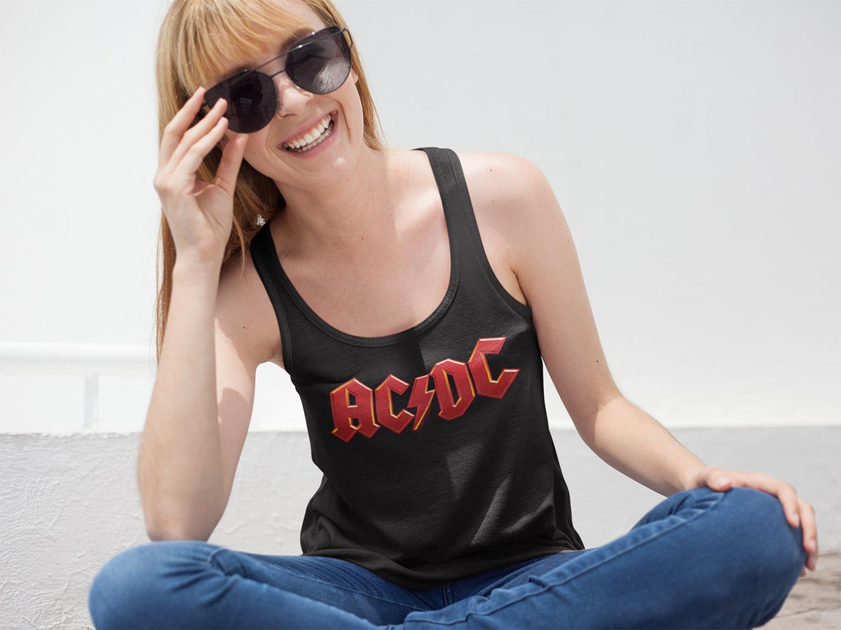 AC/DC Distress Rd Adult Woman Tank Top - Retro Rock Music Clothing - Concert Lover Gift Idea