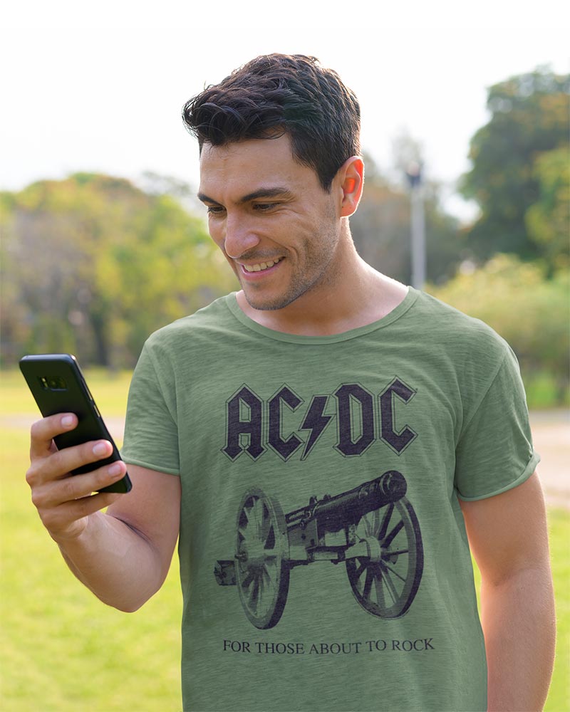 AC/DC About To Rock Again Adult Graphic T-Shirt - Officially Licensed Vintage Hard Rock Band Tee
