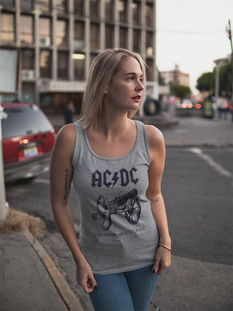 AC/DC About To Rock Again Adult Woman Tank Top - Retro Rock Music Clothing - Concert Lover Gift Idea