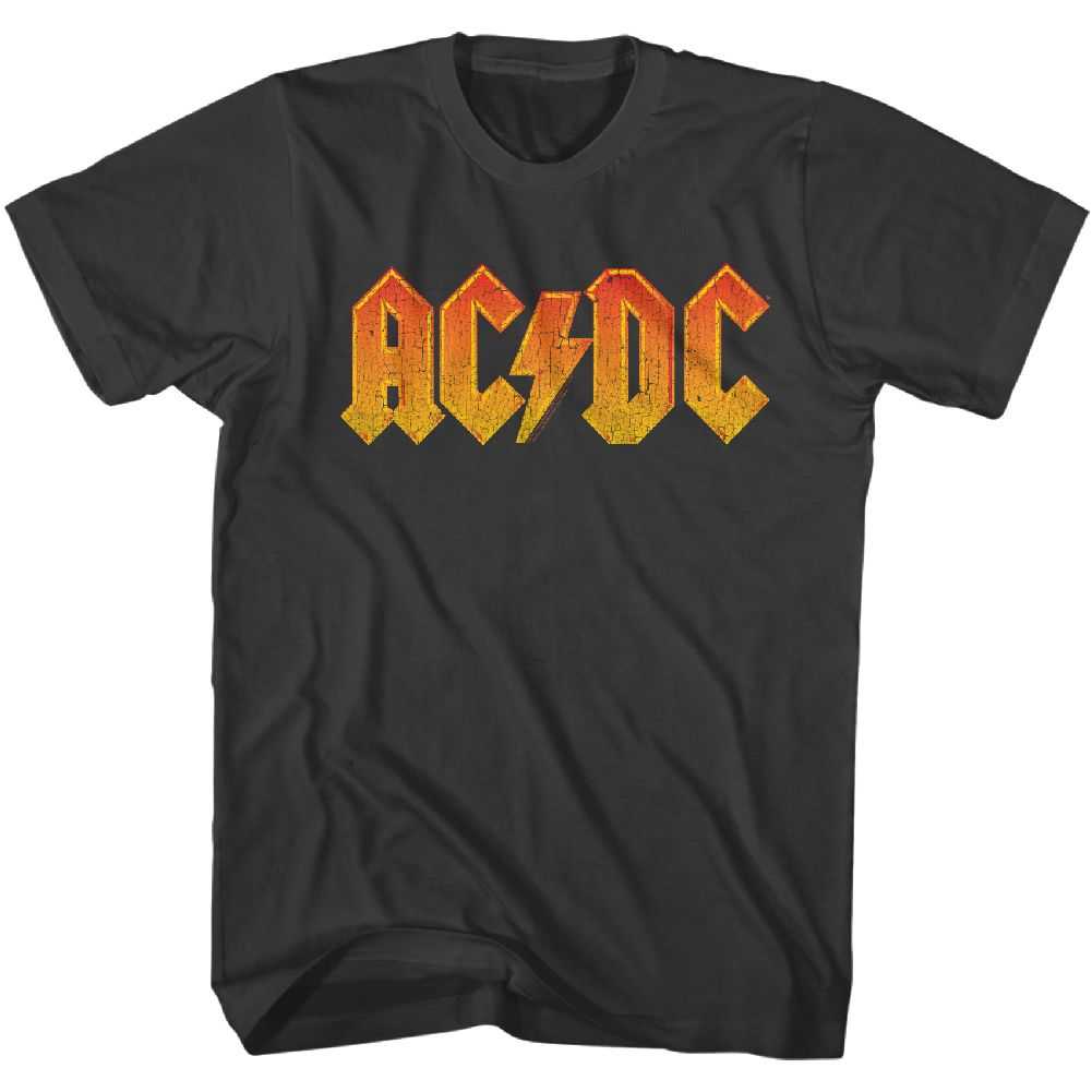 AC/DC Distress Orange Adult Graphic T-Shirt - Retro Rock Music Clothing - Concert Lover Gift Idea