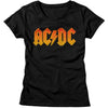 AC/DC Distress Orange Adult Graphic T-Shirt - Retro Rock Music Clothing - Concert Lover Gift Idea