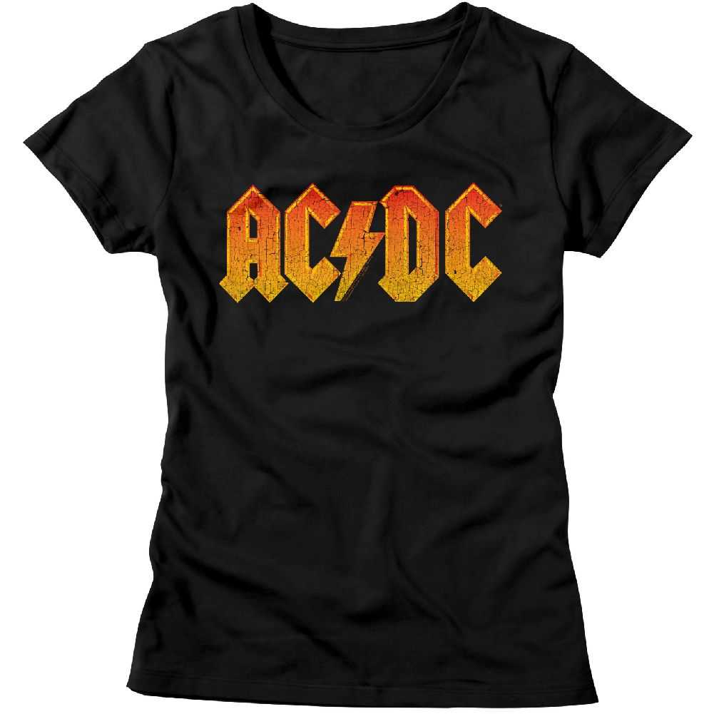 AC/DC Distress Orange Adult Graphic T-Shirt - Retro Rock Music Clothing - Concert Lover Gift Idea