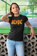 AC/DC Distress Orange Adult Graphic T-Shirt - Retro Rock Music Clothing - Concert Lover Gift Idea