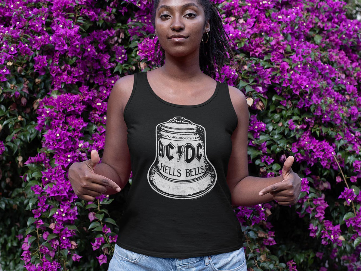 AC/DC Hells Bells Graphic Tank Top - Vintage 80s Hard Rock Concert Apparel - Women Music Fan Gift