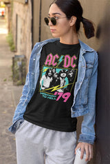 AC/DC Neon Highway Adult Graphic T-Shirt - Retro Rock Music Clothing - Concert Lover Gift Idea